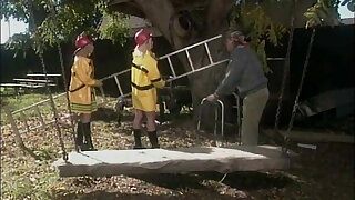 Blonde firefighters with big tits get fucked by an old hippy