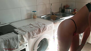 Accidental creampie Mature step mom gets fucked in kitchen room by her horny son