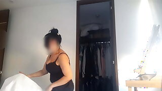 Maid has huge natural breast and lets her boss squeeze them as she loves it