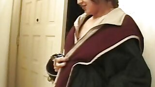 Chocolate babe sucks his cock and licks her own tits