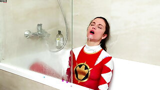 Power Ranger Girl defeated and hardly humiliated by Blondie